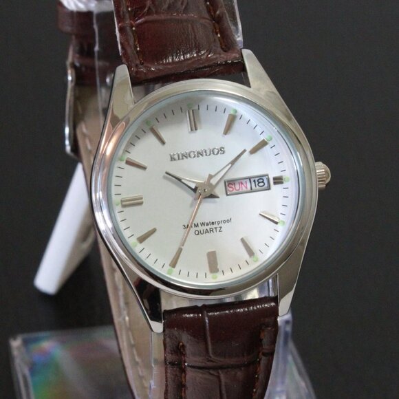 Women\'s Contemporary Dress Watch Silver With Brown Strap 28mm main image 9